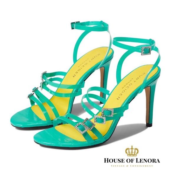 Kurt Geiger Shoes - NWOT KURT GEIGER Pierra Vinyl Strap Embellished Buckle Sandals,  0449-6